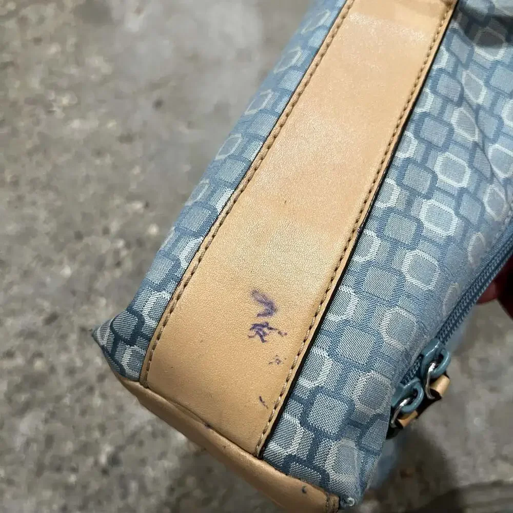 Nine West Blue Geometric Print Canvas Shoulder Bag